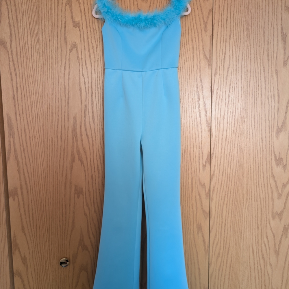 Vibrant Blue Wide-Leg Jumpsuit with Structured Fit